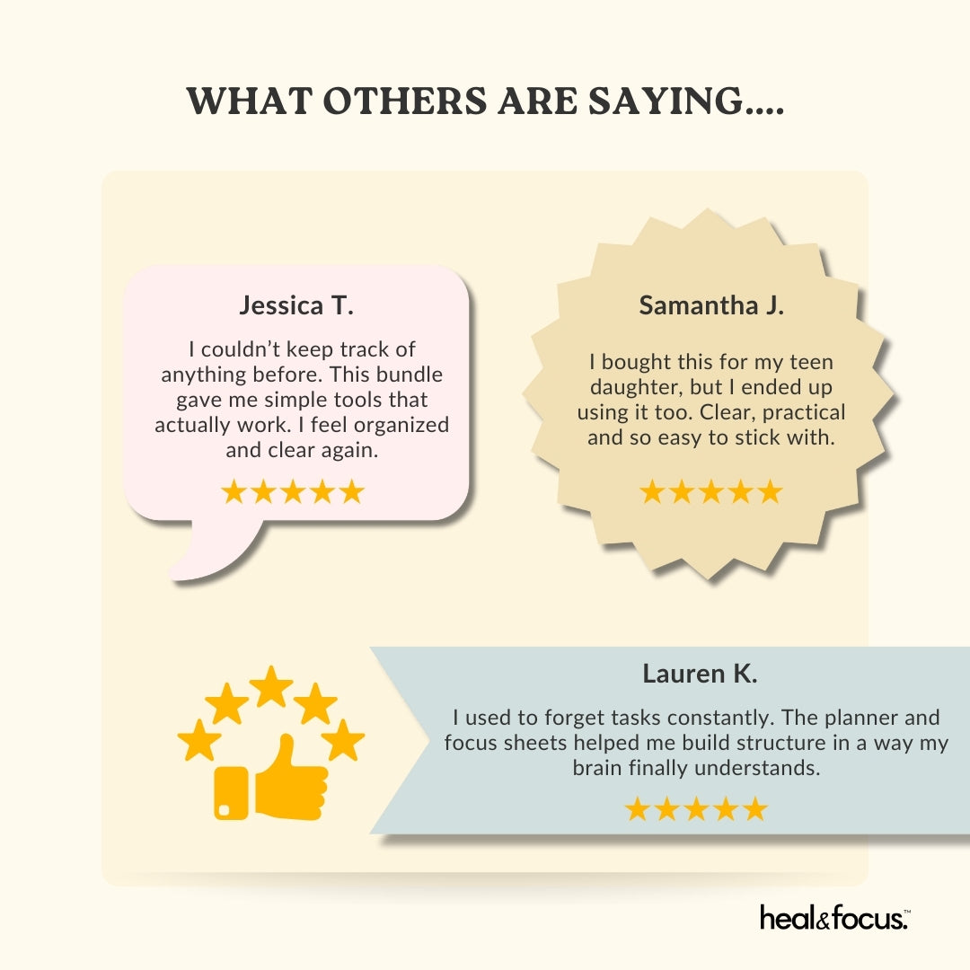 The Ultimate Focus & Functioning Bundle | ADHD, OCD & Executive Skills Toolkit | 5 Expert Workbooks to Boost Focus, Structure, Thoughts, Goals, & Emotional Clarity