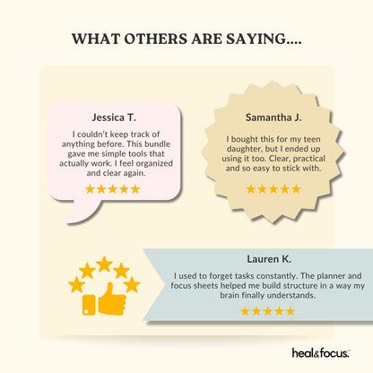 The Ultimate Focus & Functioning Bundle | ADHD, OCD & Executive Skills Toolkit | 5 Expert Workbooks to Boost Focus, Structure, Thoughts, Goals, & Emotional Clarity