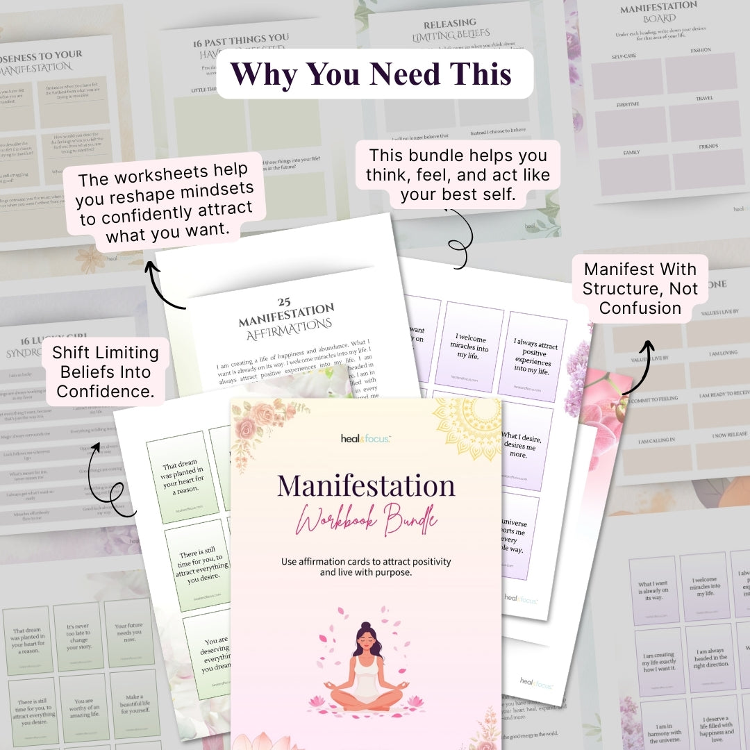 Manifestation Workbook Bundle – Turn Vision Into Reality With 6+ tools for Daily Mindset & Energy Practices