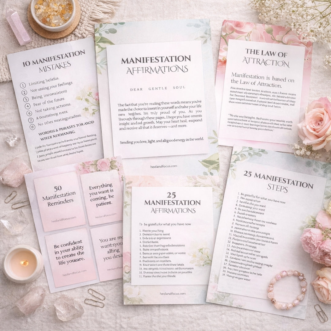 Manifestation Workbook Bundle – Turn Vision Into Reality With 6+ tools for Daily Mindset & Energy Practices