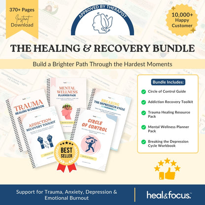 All 5 Therapist-Approved Workbooks for Lasting Emotional Relief, Resilience, Heal, Rebuild & Thrive | The Healing & Recovery Bundle