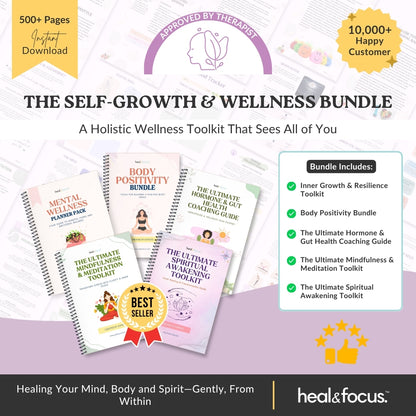 The Self-Growth & Wellness Bundle | 5 Holistic Workbooks for Mind-Body-Spirit Healing & Lasting Self-Compassion