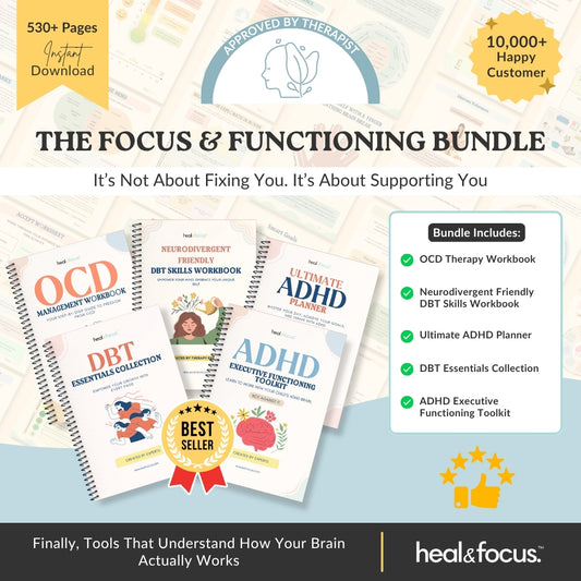The Focus & Functioning Bundle | ADHD, OCD & Executive Skills Toolkit | 5 Expert Workbooks to Boost Focus, Structure, Thoughts, Goals, & Emotional Clarity