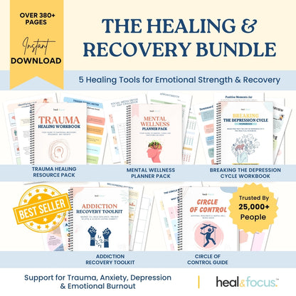 All 5 Therapist-Approved Workbooks for Lasting Emotional Relief, Resilience, Heal, Rebuild & Thrive | The Healing & Recovery Bundle