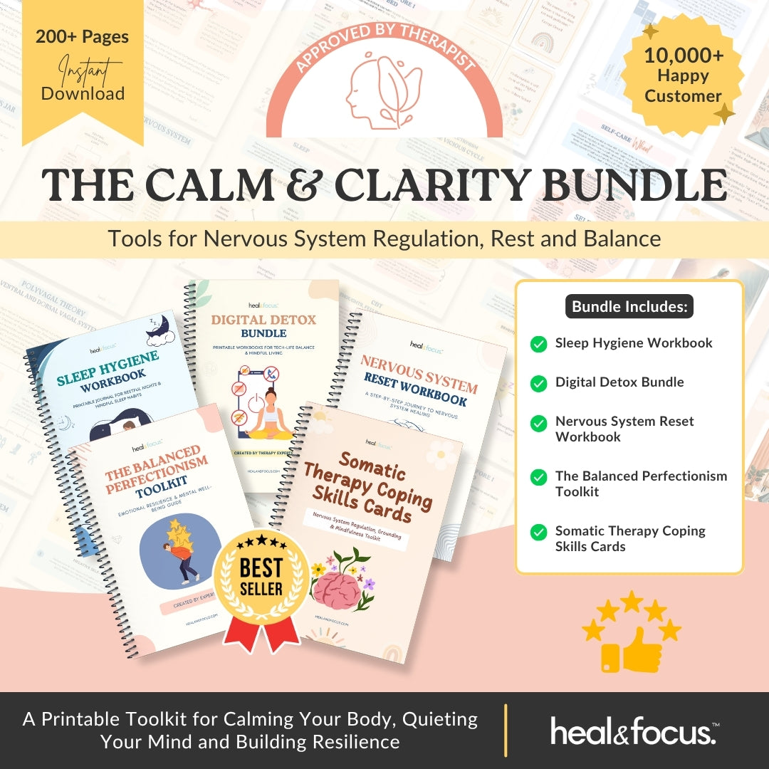 5 Workbooks in 1 Bundle - The Calm & Clarity Bundle | Workbooks, Worksheets, Planner, Journal - Therapy, Tools for Instant Relief, Ease Anxiety, Rebuild Resilience, Emotional Balance, Rest & Inner Balance