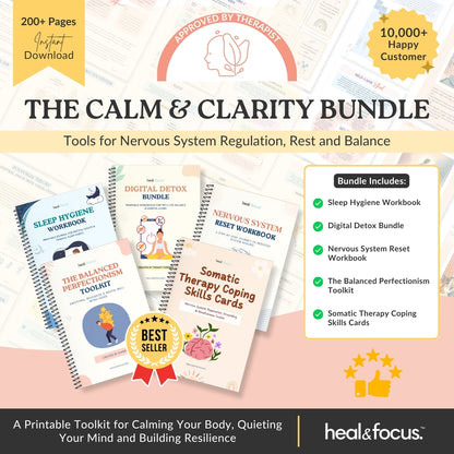 5 Workbooks in 1 Bundle - The Calm & Clarity Bundle | Workbooks, Worksheets, Planner, Journal - Therapy, Tools for Instant Relief, Ease Anxiety, Rebuild Resilience, Emotional Balance, Rest & Inner Balance