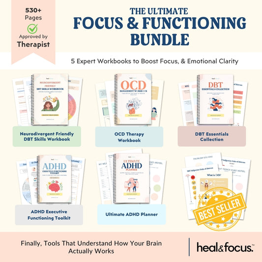 The Ultimate Focus & Functioning Bundle | ADHD, OCD & Executive Skills Toolkit | 5 Expert Workbooks to Boost Focus, Structure, Thoughts, Goals, & Emotional Clarity