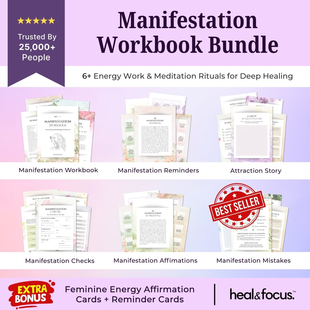 Manifestation Workbook Bundle – Turn Vision Into Reality With 6+ tools for Daily Mindset & Energy Practices