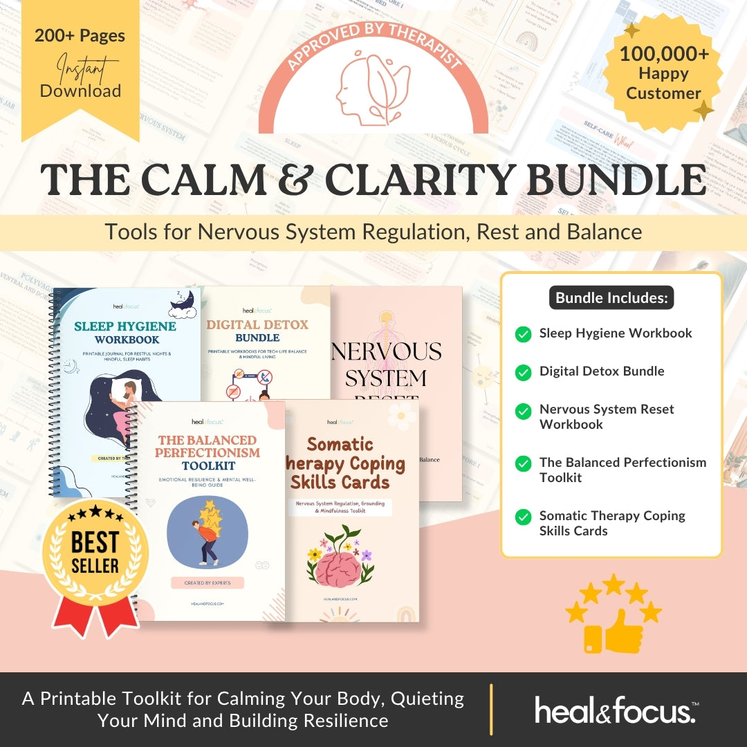 5 Workbooks in 1 Bundle - The Calm & Clarity Bundle | Workbooks, Worksheets, Planner, Journal - Therapy, Tools for Instant Relief, Ease Anxiety, Rebuild Resilience, Emotional Balance, Rest & Inner Balance