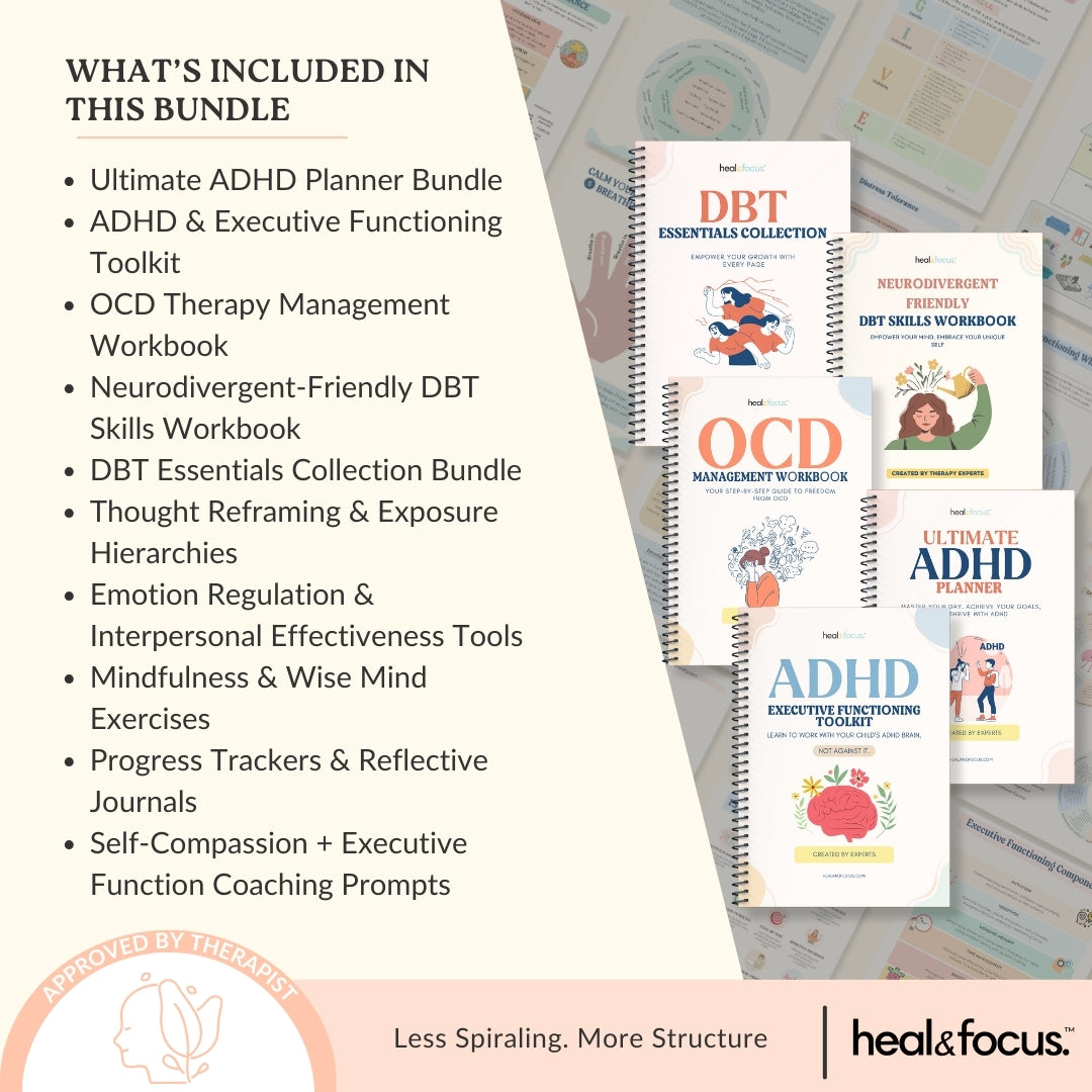 The Ultimate Focus & Functioning Bundle | ADHD, OCD & Executive Skills Toolkit | 5 Expert Workbooks to Boost Focus, Structure, Thoughts, Goals, & Emotional Clarity