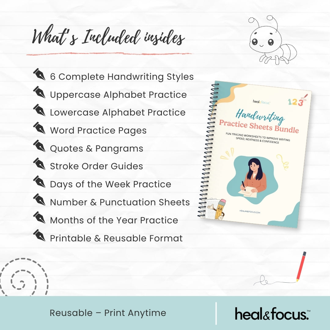 Handwriting Practice Sheets Bundle – Perfect Every Letter with Confidence