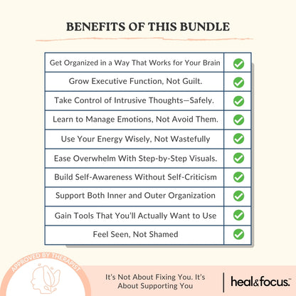The Ultimate Focus & Functioning Bundle | ADHD, OCD & Executive Skills Toolkit | 5 Expert Workbooks to Boost Focus, Structure, Thoughts, Goals, & Emotional Clarity