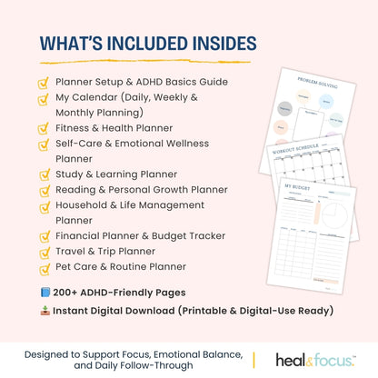 Ultimate ADHD Planner Bundle for Focus & Flow - Your Daily Compass to Productivity