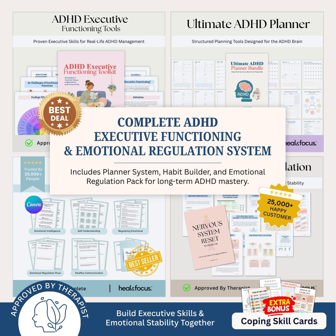 The Ultimate ADHD Executive Functioning Toolkit – Therapist-Designed Tools to Master Your Focus, Emotions & Daily Life