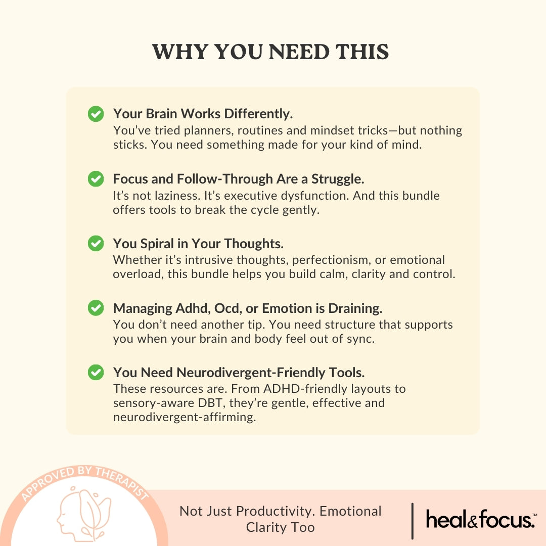 The Ultimate Focus & Functioning Bundle | ADHD, OCD & Executive Skills Toolkit | 5 Expert Workbooks to Boost Focus, Structure, Thoughts, Goals, & Emotional Clarity