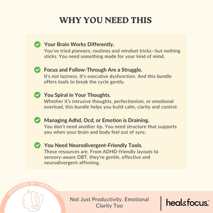 The Ultimate Focus & Functioning Bundle | ADHD, OCD & Executive Skills Toolkit | 5 Expert Workbooks to Boost Focus, Structure, Thoughts, Goals, & Emotional Clarity