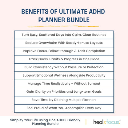 Ultimate ADHD Planner Bundle for Focus & Flow - Your Daily Compass to Productivity