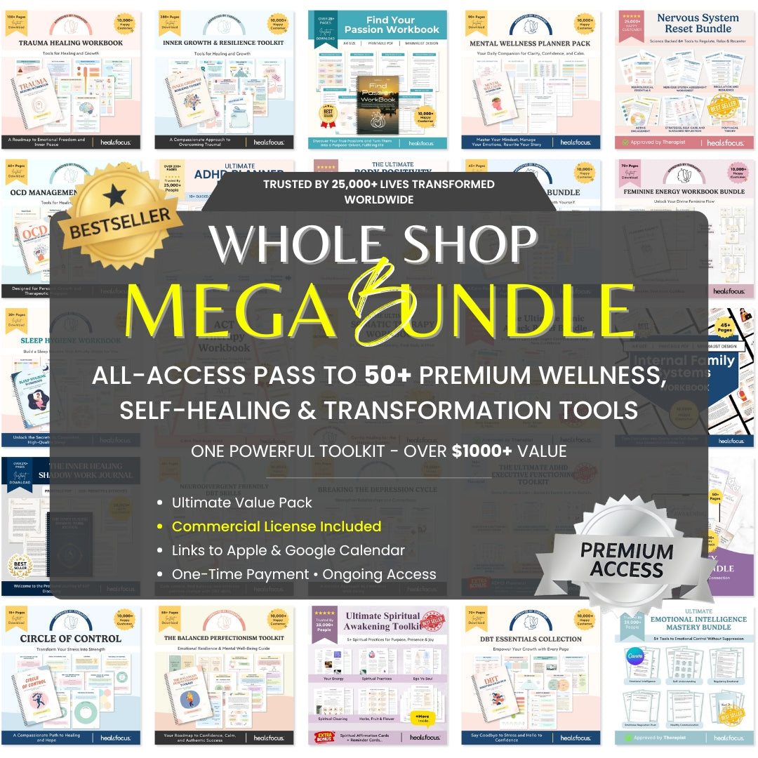 The Heal & Focus Whole Shop Bundle ✨| All-Access Website Pass | Your One-Stop Shop for Self-Improvement and Healing!
