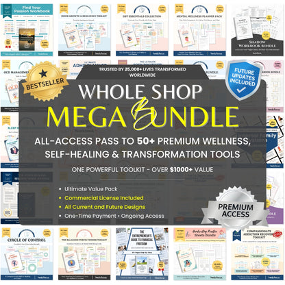The Heal & Focus Whole Shop Bundle ✨| All-Access Website Pass | Your One-Stop Shop for Self-Improvement and Healing!
