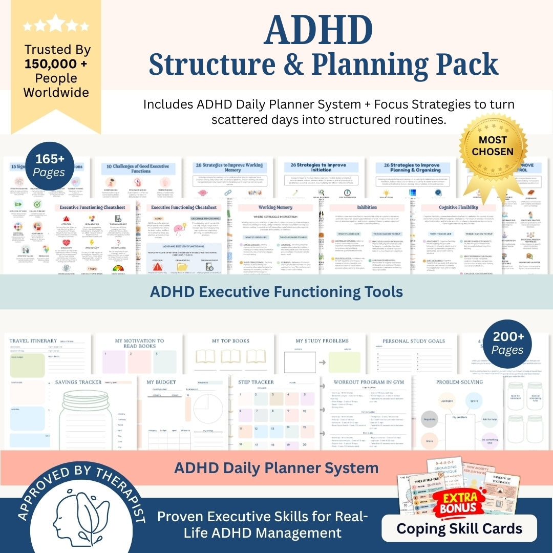 The Ultimate ADHD Executive Functioning Toolkit – Therapist-Designed Tools to Master Your Focus, Emotions & Daily Life