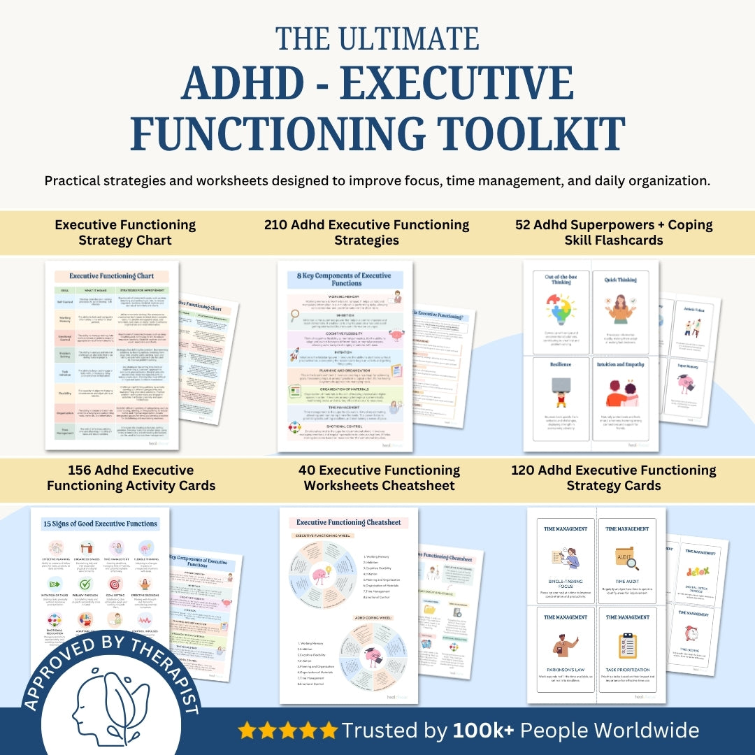The Ultimate ADHD Executive Functioning Toolkit – Therapist-Designed Tools to Master Your Focus, Emotions & Daily Life